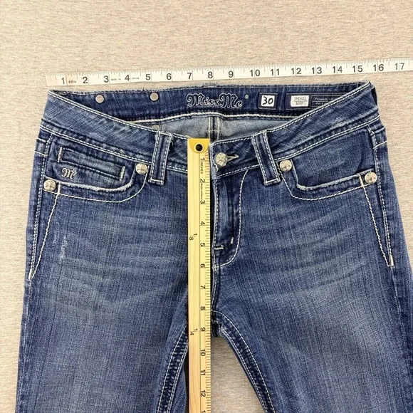 Miss Me Women's Blue Bootcut Jeans JP5021 Fleur De Lis 30 - Picture 7 of 8